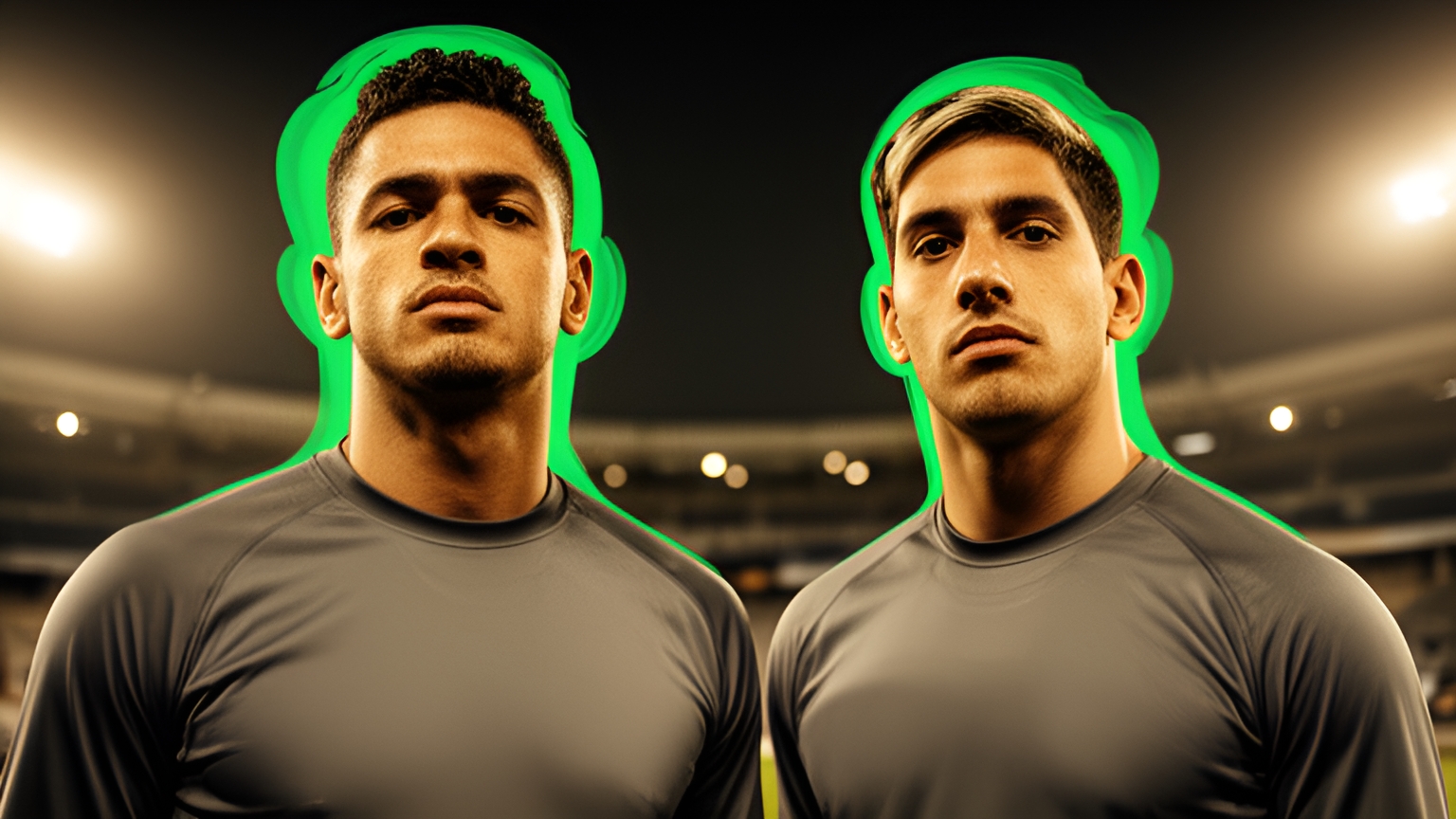 Ilustração editorial gerada por IA com Jája Silva, do Remo e L. Picco, do Remo, para Remo x Botafogo.